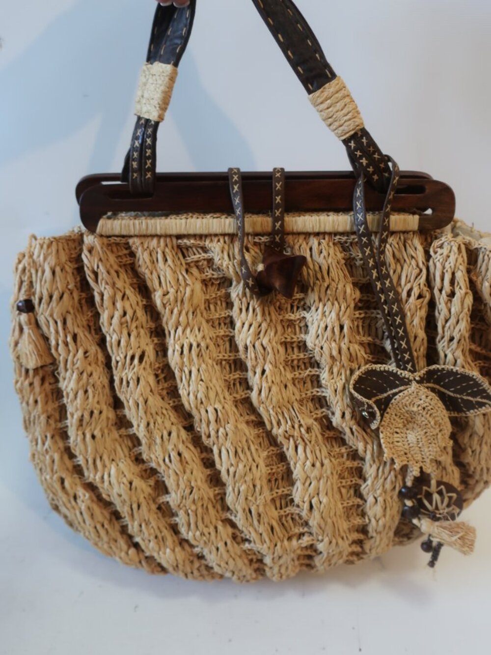 Womens Tocca Beige Straw & Leather Handbag - Picture 2 of 10